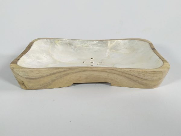 Teak wood soap holder Laminated with shell