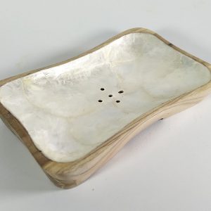 Teak wood soap holder Laminated with shell