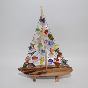 Boat in Wood with Sail of Glass