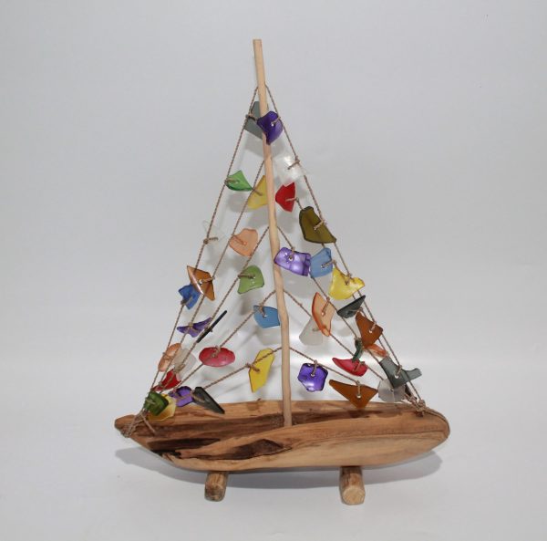 Boat in Wood with Sail of Glass