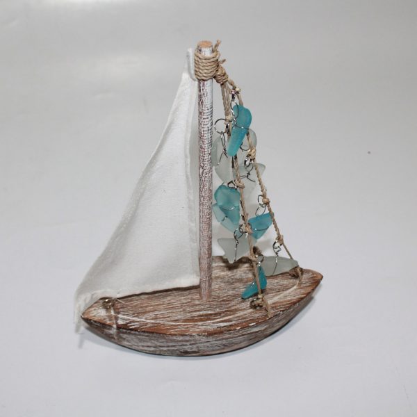 Boat with Sail form beach Glass