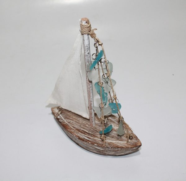 Boat with Sail form beach Glass