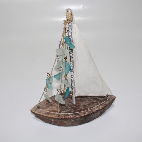 Boat with Sail form beach Glass